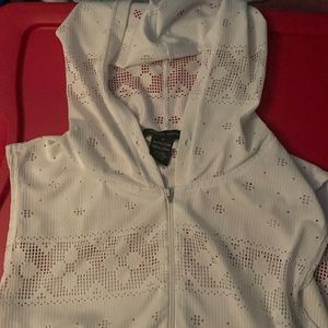 Laced muscle shirt beach sweatshirt kinda confusing lol